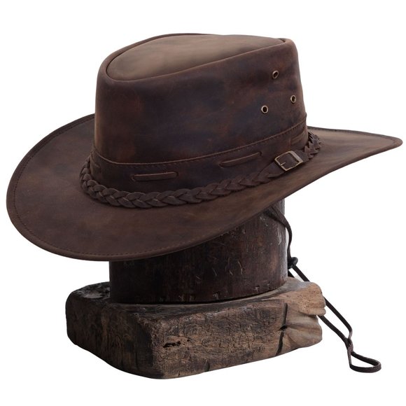 Rustic  Leather Hat  Cowboy, Cowgirl Hat Western Hat For Men & Women - Picture 10 of 11